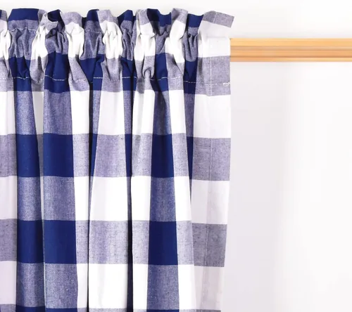Miniatura 87 de Cenefas de cortina para ventana de 16 pulgadas de largo, 2 paneles de cuadros búfalo, cortinas pequeñas con bolsillo para barra, estilo clásico