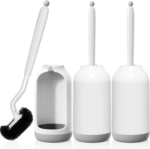 Miniatura 7 de HAMITOR Juego de Portaescobillas para Inodoro: Cepillo Limpiador de Inodoro de Limpieza Profunda para Baño Debajo del Borde con Cerdas Curvadas
