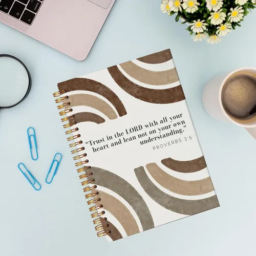Miniatura 2 de VNWEK Escritura Bíblica Proverbios 3:5 Confía en el Señor con todo tu corazón Cuaderno Espiral Arcoíris Marrón Boho 14 x 21 cm, Cuaderno Espiral