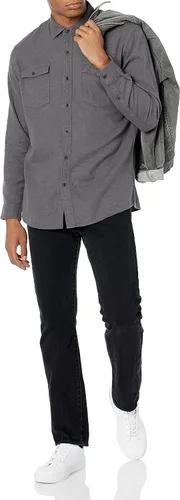 Miniatura 5 de Tienda Essentials - Camisa de franela de manga larga con ajuste regular y dos bolsillos para hombre