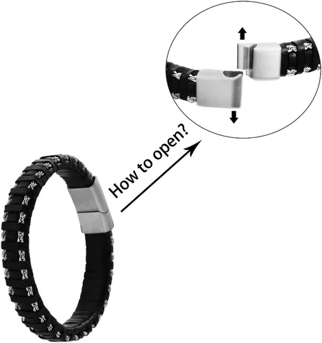 Miniatura 5 de Magna Steel - Pulsera trenzada de cuero auténtico con cierre magnético para hombre