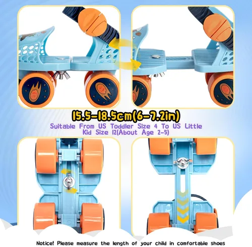 Miniatura 5 de SULIFEEL Patines de ruedas cuádruples ajustables para niños, patines de ruedas para principiantes para niñas y niños de 2 a 5 años de edad