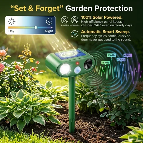 Miniatura 6 de 2026 4Pack Sonic Fortress Pro Deer Repellent Outdoor Solar Ultrasonic Animal Repellent with Motion Sensor&Flash Light, IP65 Waterproof Squirrel