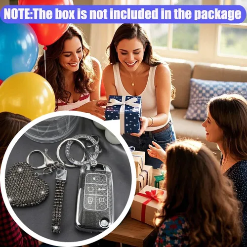 Miniatura 6 de Funda para llavero con llavero de diamante para mujer, portallaves de automóvil compatible con Chevy Cruze Camaro Malibu Equinox Impala GMC Buick