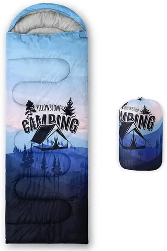 Miniatura 23 de Saco de dormir para adultos y niños, furgoneta de campamento de montaña verde, ligero, cálido, portátil, para interiores y exteriores, impermeable