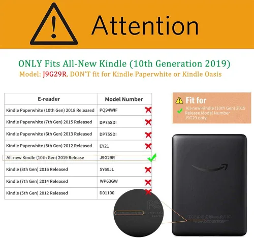 Miniatura 2 de SCSVPN Funda para Kindle de 10ª generación de 6 pulgadas (versión 2019, modelo J9G29R), funda de cuero de alta calidad ultra fina y ligera con Negro