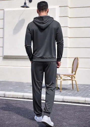 Miniatura 3 de COOFANDY Conjunto deportivo de 2 piezas de manga larga para hombre, conjunto casual con capucha
