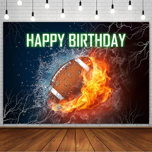 AIBIIN Fondo de fotografía de fútbol de 7 x 5 pies con temática de feliz cumpleaños para niños recién nacidos, niños, es hora de juego, fiesta de
