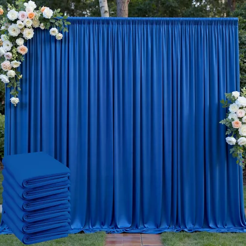 Miniatura 27 de Cortinas de telón de fondo blanco de 30 pies x 8 pies para fiestas de boda, 6 paneles de 5 pies x 8 pies, cortinas de fotografía de poliéster sin