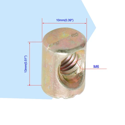 Miniatura 2 de Tuercas de barril cruzadas, tuercas ranuradas para muebles, camas, sillas de cuna, M6 x 0.512 in, 30