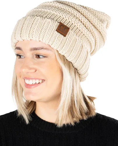 Miniatura 178 de Funky Junque Gorro de moda de punto trenzado de talla extragrande, grueso, abrigado, suave y holgado