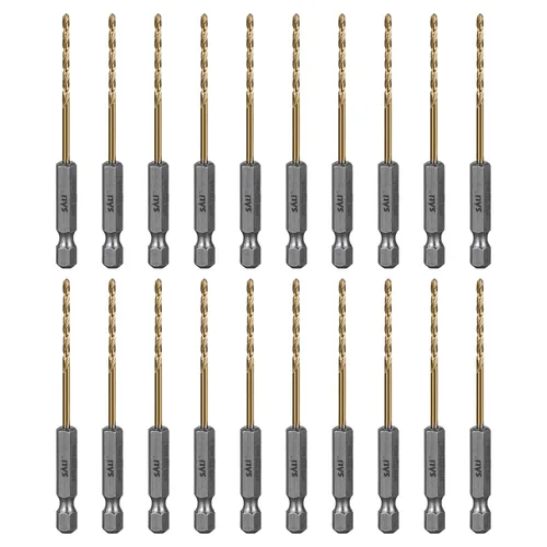 Miniatura 14 de Juego de brocas de cobalto SALI, paquete de 20 piezas de 5/64 pulgadas de acero de alta velocidad con vástago hexagonal brocas Jobber, para madera