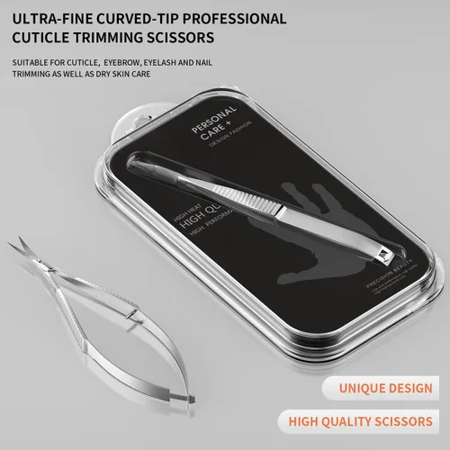 Miniatura 8 de ZIZZON Tijeras de cutículas extra finas curvadas profesionales precisas punta punta kit de aseo para cejas, pestañas, uñas y piel seca