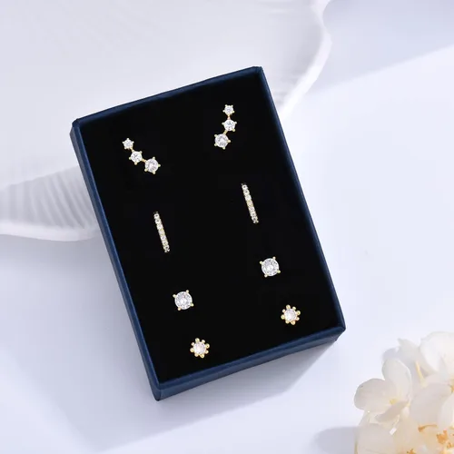 Miniatura 3 de Aretes de tuerca de plata de ley para mujeres y niñas, 3 pares de aretes de tuerca de cartílago pequeños, platadorado