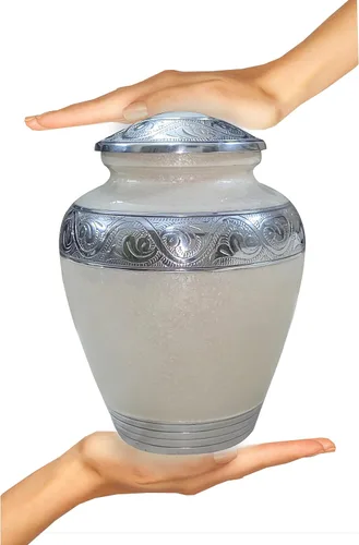 Miniatura 3 de BOLD&DIVINE Urna texturizada de esmalte perlado Urna conmemorativa texturizada de gránulo divino para cenizas humanas, funeral, entierro