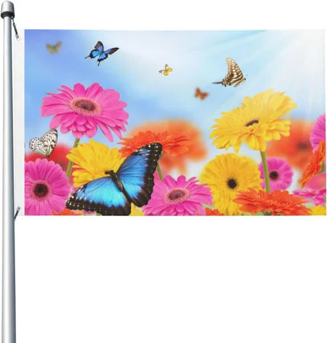 Miniatura 13 de Banderas para exteriores, retro de los años 60, bandera de jardín de verano de doble cara, banderas de patio de 3 x 5 pies, decoración de jardín