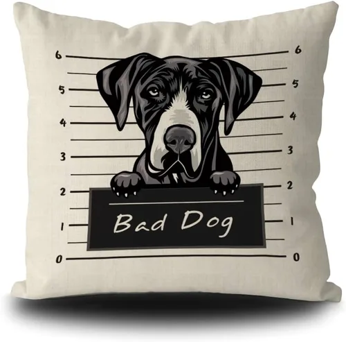 Miniatura 9 de Fundas de almohada de perro pastor alemán de 16 x 16 pulgadas, decoración de animales de perro malo, fundas de almohada de lino para sofá