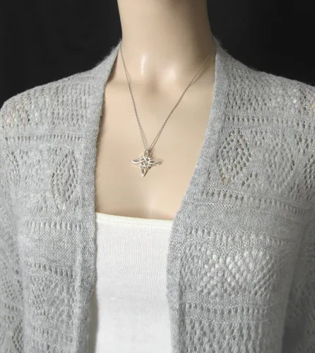 Miniatura 9 de Woot & Hammy Witch's Knot with Four Crescent Moons Pendant, Four Pointed Celtic Knot,100% Sterling Silver, Handmade