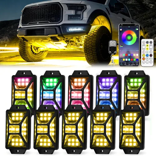 Miniatura 9 de 4 cápsulas de luces RGB de ángulo completo compatibles con camiones de 12 V, Jeep, UTV, SUV, ATV, barco, carrito de golf, impermeable, multicolor