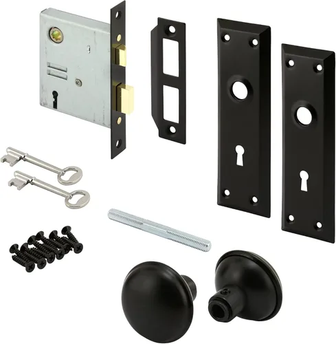 Miniatura 5 de Prime-Line E 2495 Mortise, conjunto de cerradura, con llave, perilla de bronce clásica