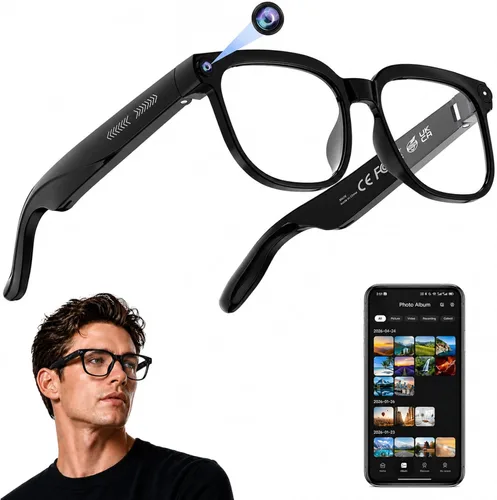Lentes inteligentes AI con cámara, video HD 4K y captura de fotos, traducción en tiempo real, gafas de grabación con asistente de IA, audio de oído