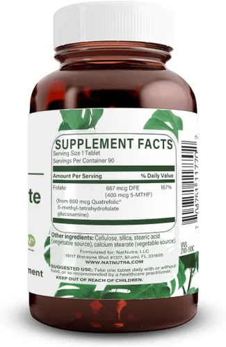 Miniatura 2 de Natural Nutra Activo Metil Folato Suplemento con Quatrefolic, L-5-MTHF, Apoya el Sistema Inmunológico, Apoya la Salud del Cerebro, Salud