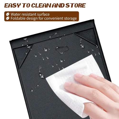 Miniatura 4 de Paquete de 9 carpas de mesa de cuero sintético negro, fundas de menú de piel sintética a granel a granel de doble cara con marco en A, 2 carpetas 2