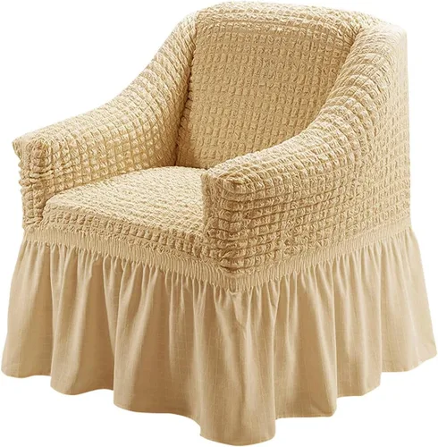 Miniatura 25 de Qubjus Funda Elástica para Sofá Fundas para Sofá Lavables Funda para Sofá Sillón Cama Protector de Muebles de Fácil Ajuste con Parte Inferior Beige