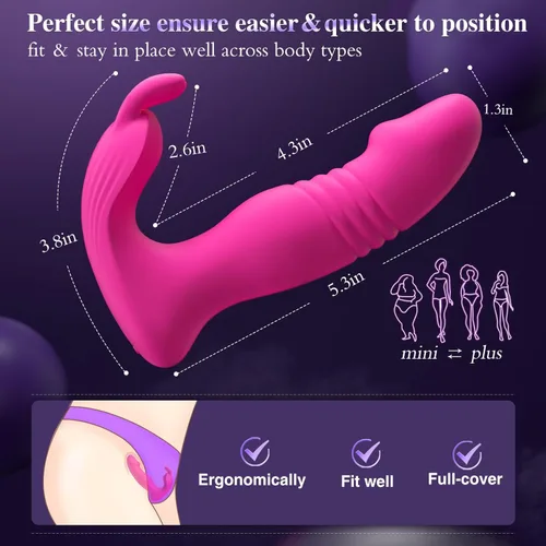 Miniatura 4 de Vibrador Usable para Mujeres Juguetes Sexuales - Vibrador Usable de Control Remoto por Aplicación 3EN1, Juguetes para Adultos con 9 Vibradores Bunny