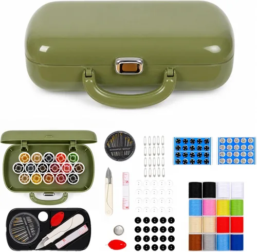 Miniatura 9 de FKOG Kit de proyecto de costura, 135 piezas de suministros de costura familiares de primera calidad, kit de reparación de hilo de coser, accesorios