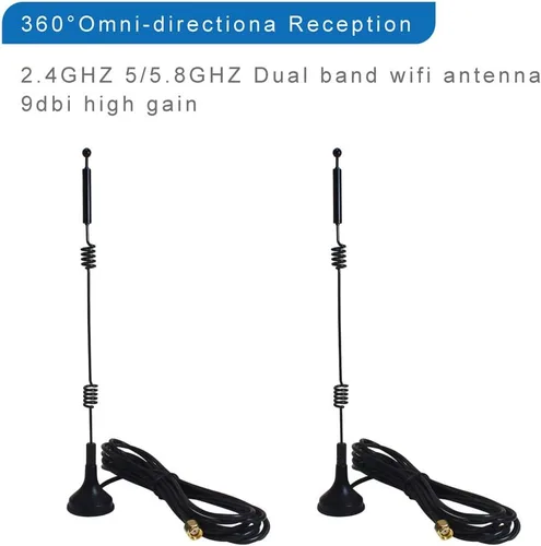 Miniatura 6 de Antena WiFi de doble banda de largo alcance (paquete de 4), eifagur 9dbi 2.4GHZ 5GHZ 5.8GHZ RP-SMA conector con base magnética para cámara IP