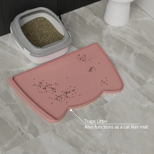 Miniatura 59 de OHMO - Tapete de silicona para alimentos para gatos, tapete de alimentación de mascotas para el piso, antideslizante e impermeable, bandeja de agua