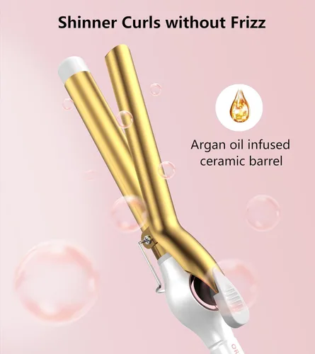 Miniatura 4 de ORYNNE Rizador de cerámica digital, barril de 1 pulgada para rizos y ondas hinchables, infusión de aceite de argán, doble voltaje, calentamiento