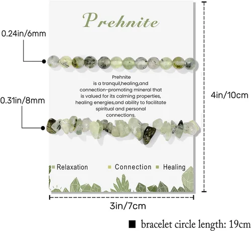 Miniatura 51 de Pulseras de cristal curativo para mujer, 2 pulseras de piedra natural de 0.236 pulgadas, pulseras elásticas de cuentas de cristal hechas a mano