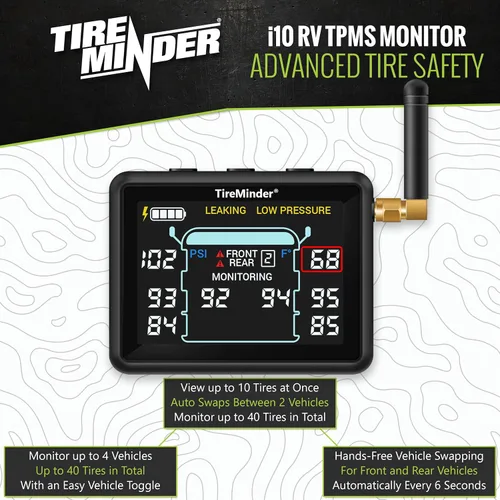 Miniatura 2 de TireMinder i10 RV TPMS con 4 transmisores, Negro