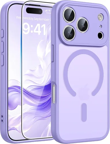 Miniatura 17 de FNTCASE Funda para iPhone 17 Pro: Fundas delgadas translúcidas de color azul claro compatibles con MagSafe, protección completa de la cámara