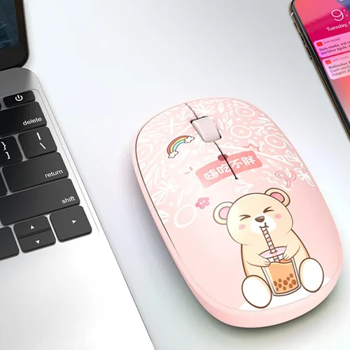 Miniatura 6 de Ratón inalámbrico silencioso 2.4G, ratón USB de dibujos animados delgados, ratones ópticos portátiles para laptop, laptop, PC, computadora, MacBook