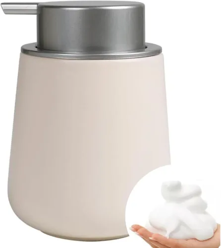Miniatura 19 de Bosilunlife Dispensador de jabón espumoso de cerámica, dispensador de jabón de espuma de 12 onzas, dispensador de jabón líquido para encimera