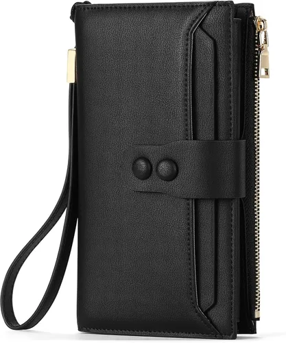 Miniatura 12 de SENDEFN Cartera de cuero para mujer, con bloqueo RFID, tarjetero para tarjetas de crédito, cartera de mano para mujer