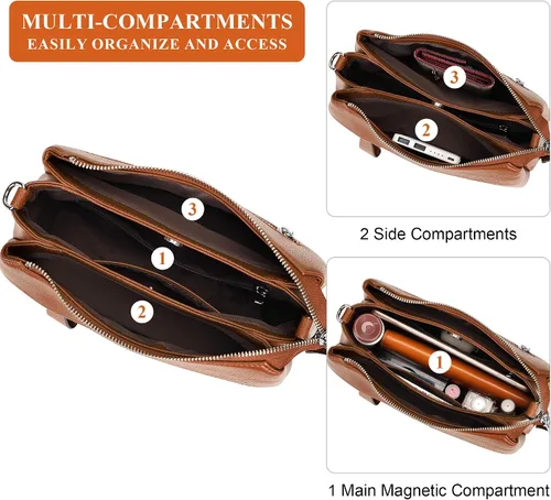 Miniatura 21 de Over Earth Genuine Leather Crossbody Bags for Women Small Hobo Handbags Shoulder Purses with 2 Detachable Straps