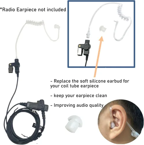 Miniatura 2 de MaximalPower Punta de oído de silicona transparente de 2 piezas para radios bidireccionales