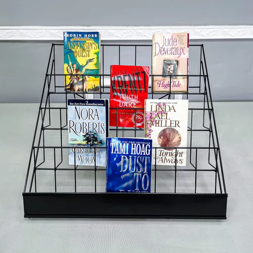 Miniatura 3 de FixtureDisplays® Estante de exhibición de alambre de 4 niveles de 18" para folleto de literatura, soporte de revista, estante de mesa, estantes