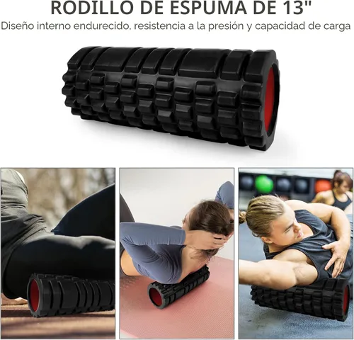 Miniatura 2 de JOYENERGY Juego de rodillos de espuma 5 en 1 patentados, barra de masaje, bola de masaje, banda de resistencia para masaje muscular profundo, Negro