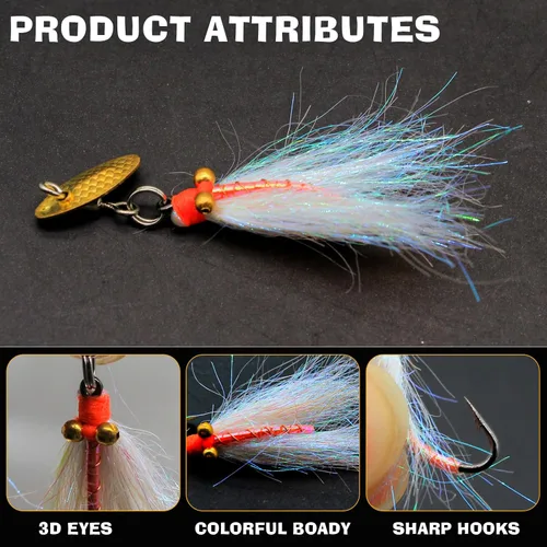 Miniatura 4 de Poppers de Pesca con Mosca Moscas Secas de Pesca con Mosca Señuelos de Pesca en Superficie Moscas Popper para Lubina Señuelos de Insectos Cebo D