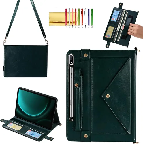 Miniatura 64 de Bolso Funda para Samsung Galaxy Tab S10 FE/S9 FE 10.9"/S9/S8/S7 11", Techcircle Folio con Soporte Cruzado, Billetera con Ranura para Lápiz S Pen