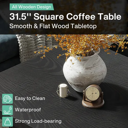 Miniatura 8 de Tribesigns - Mesa de café cuadrada, mesa de café acanalada de 31.5 pulgadas, mesa de centro moderna de mediados de siglo para sala de estar, mesa