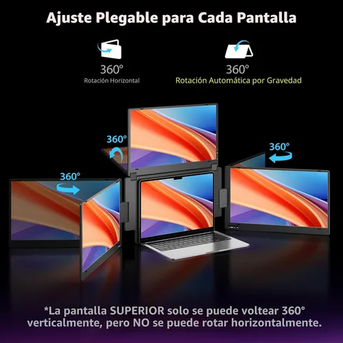 Miniatura 7 de Extensor de monitor para portátil de triple pantalla, monitor cuádruple FHD 1080P de 15.6 pulgadas, 1 conexión USB-C para 4 pantallas, aleación