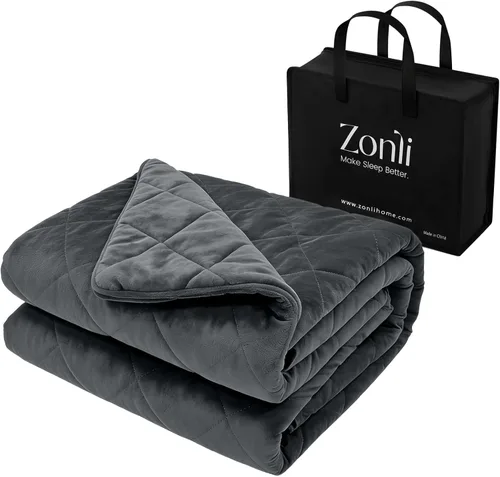 Miniatura 17 de ZonLi Manta pesada para adultos (48 x 72 pulgadas, 12 libras, verde oscuro) manta pesada de enfriamiento de alta transpirabilidad, material suave