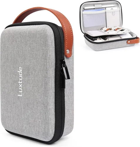Miniatura 12 de Luxtude Tech - Funda organizadora de viaje, organizador de electrónica portátil, funda rígida con cremallera para cables de carga, cargadores