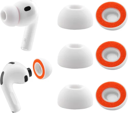 Miniatura 9 de Almohadillas de repuesto de espuma viscoelástica para AirPods Pro 3, protección de silicona, máxima comodidad, 3 pares (blanco, surtido S/M/L)